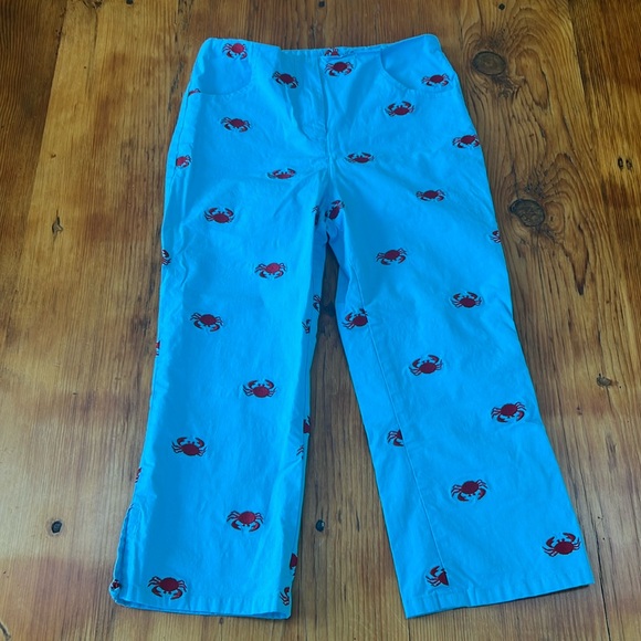 Lilly Pulitzer Other - Lilly Pulitzer Vintage White Label Aqua and Red Girls‎ Capris Slit Size 10 EUC